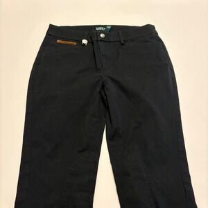 Lauren Ralph Lauren Jodhpur Pants Womens 2 Black Faux Suede Trim Knee Patch